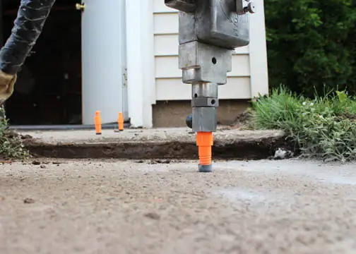 Before polyurethane foam injection port setup for concrete lifting in Berrien County, MI