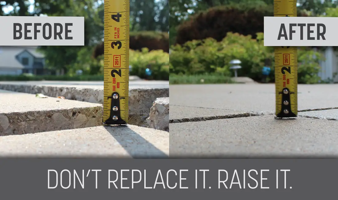 Driveway concrete leveling service graphic for Berrien County, MI homeowners