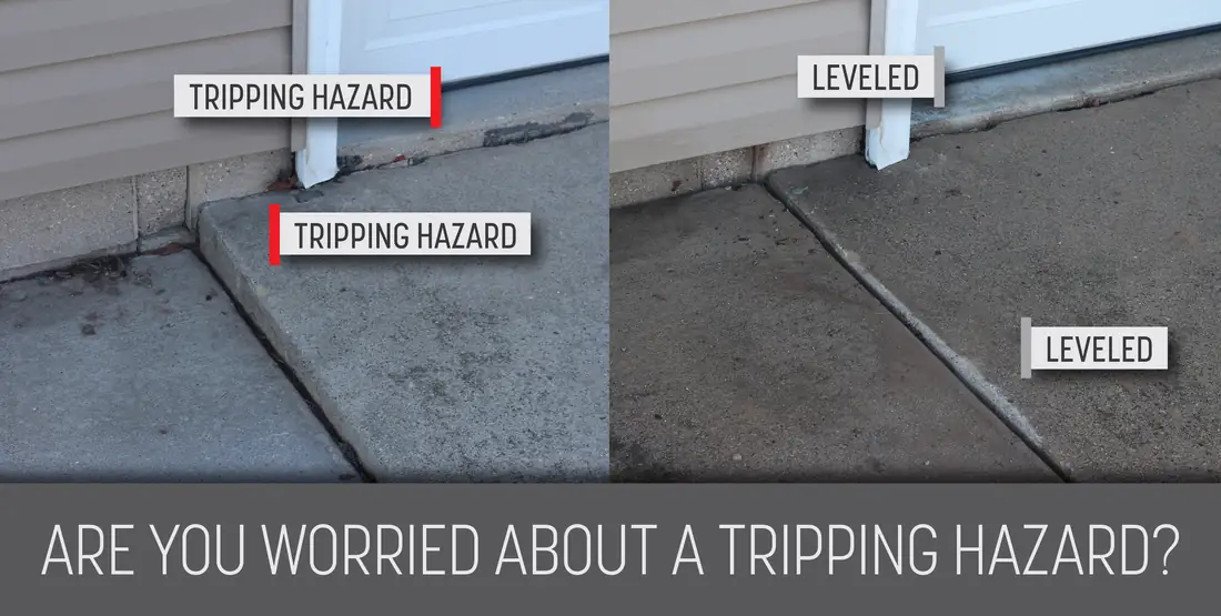 Patio concrete leveling service graphic for Berrien County, MI homeowners