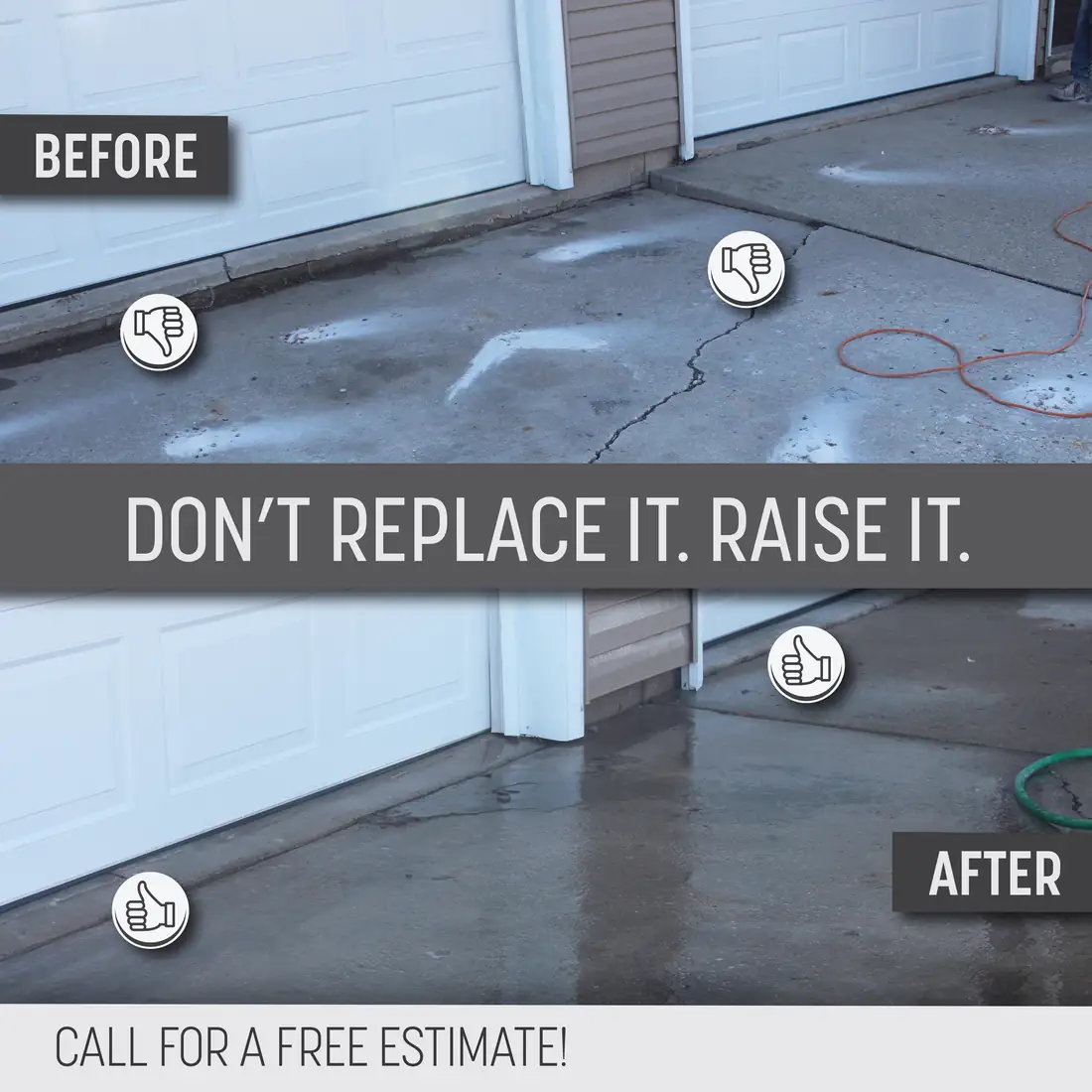 Sidewalk leveling and trip hazard repair service graphic for Berrien County, MI homeowners