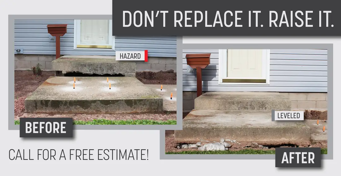Slab leveling process service graphic for Berrien County, MI homeowners