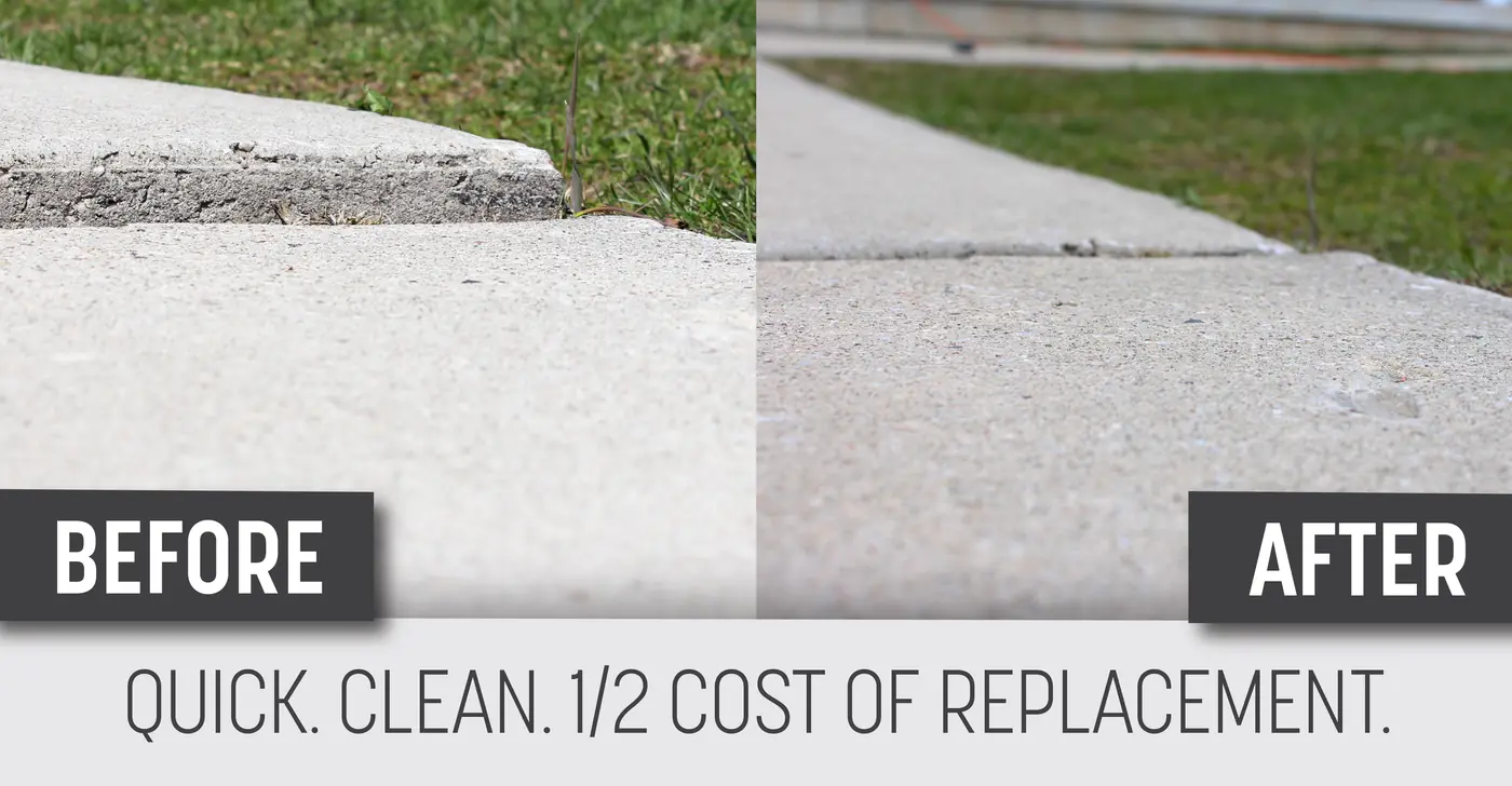 Uneven concrete repair before and after in Southwest Michigan